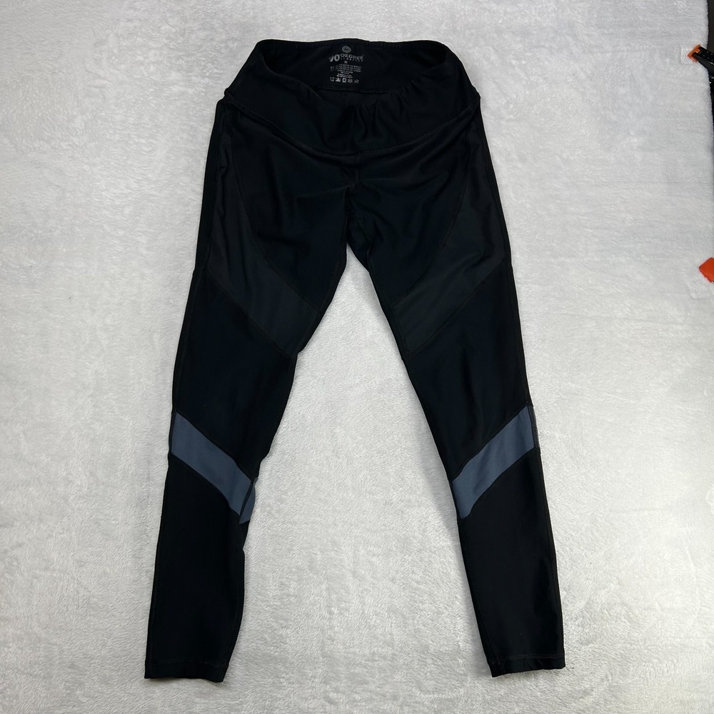 90 Degree by Reflex Leggings Women's Black Gray‎ Stretch Elastic Waist - Medium